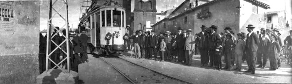1913 - il Tram Roma Civita Castelana Viterbo attraversa La Quercia (Archivio Mauro Galeotti)
